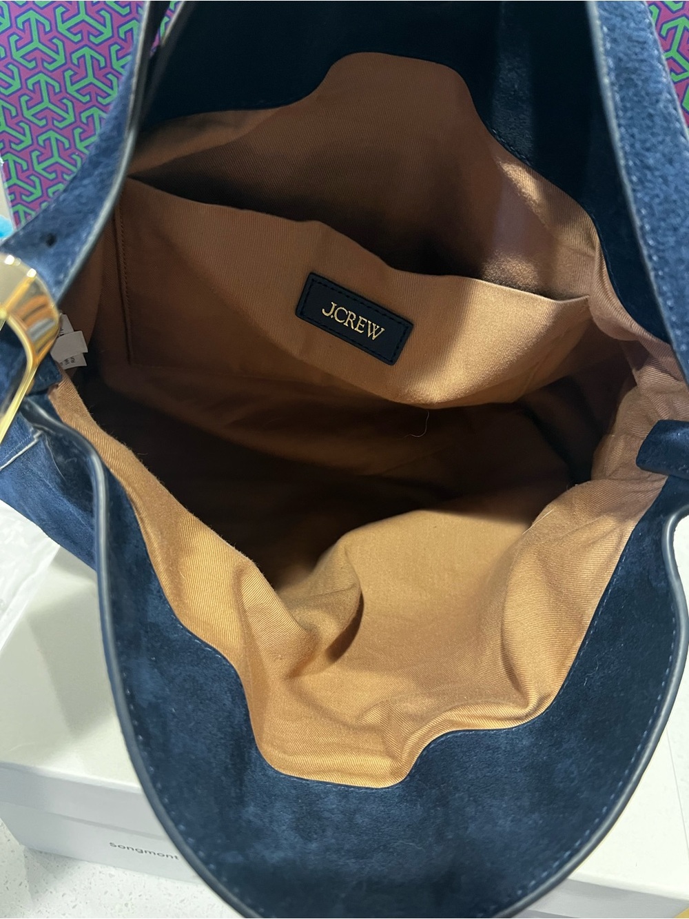 J. Crew Large Suede shoulder bag in Navy - Picture 9 of 11
